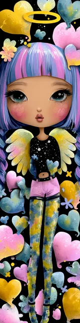 Free kawaii angel bookmark featuring little yellow wings kawaii angel